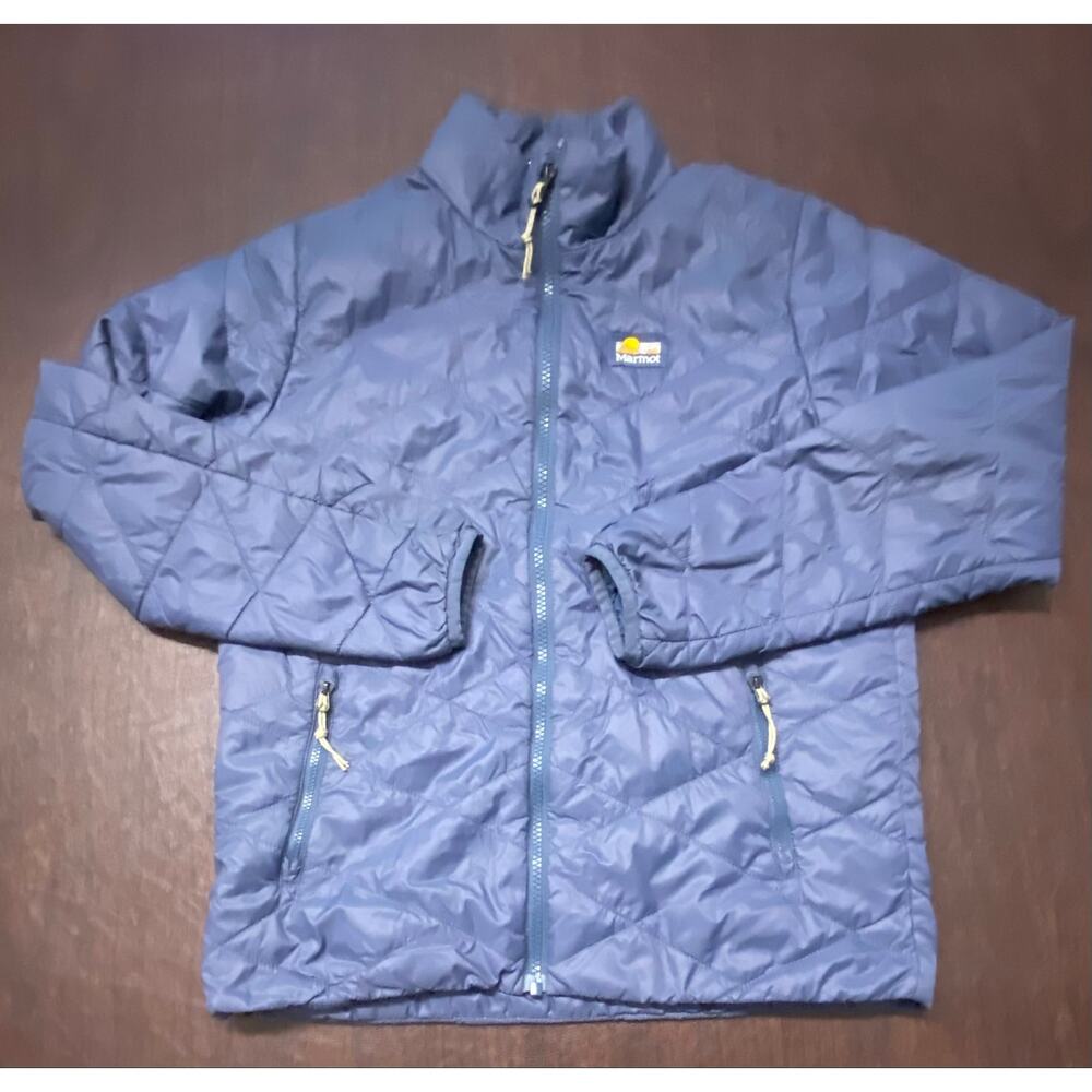 Marmot Kids Onward XL Blue Thunderhead Puffer Jacket Mini Me Quilted Zip Coat